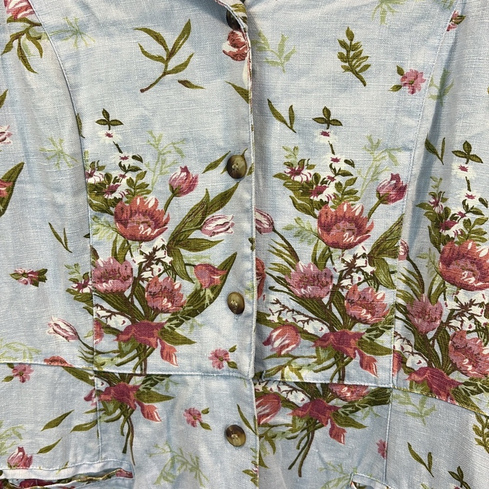 Vintage Lanz of Salzburg Linen Floral Button Down Maxi Dress Size 14 - Picture 5 of 13